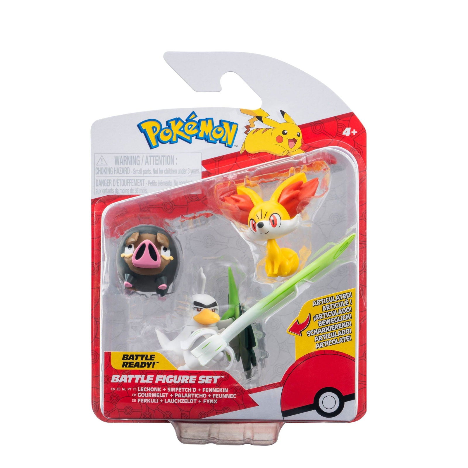 Pokémon Battle Figure Set Figuren 3er-Pack Fynx, Ferkuli, Lauchzelot 5 cm Minifiguren Yokina