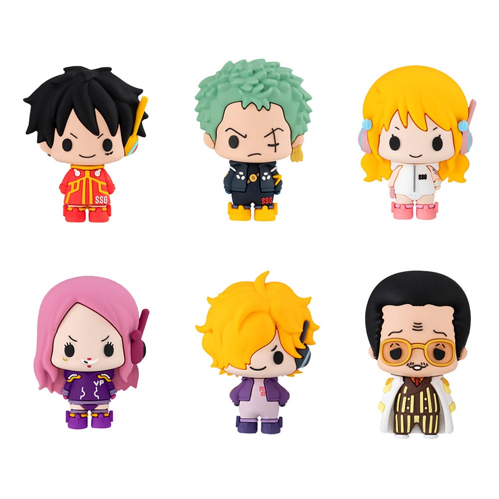 One Piece Chokorin Mascot Series Sammelfiguren 6er-Pack Egghead Ver. 5 cm Minifiguren Yokina