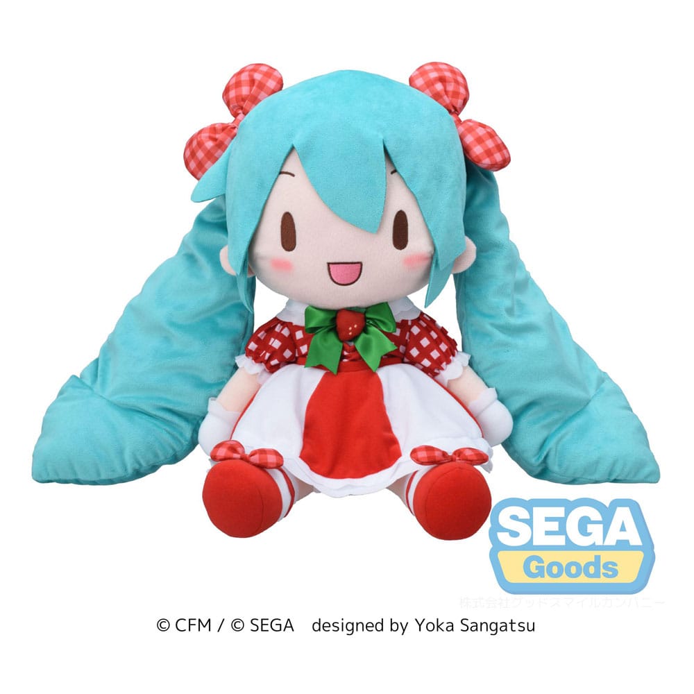 Character Vocal Series 01: Hatsune Miku Fuwa Petit Plüschfigur Hatsune Miku x Love and Berry Dress Up and Dance! Lovely Strawberry 40 cm Plüschtier Yokina