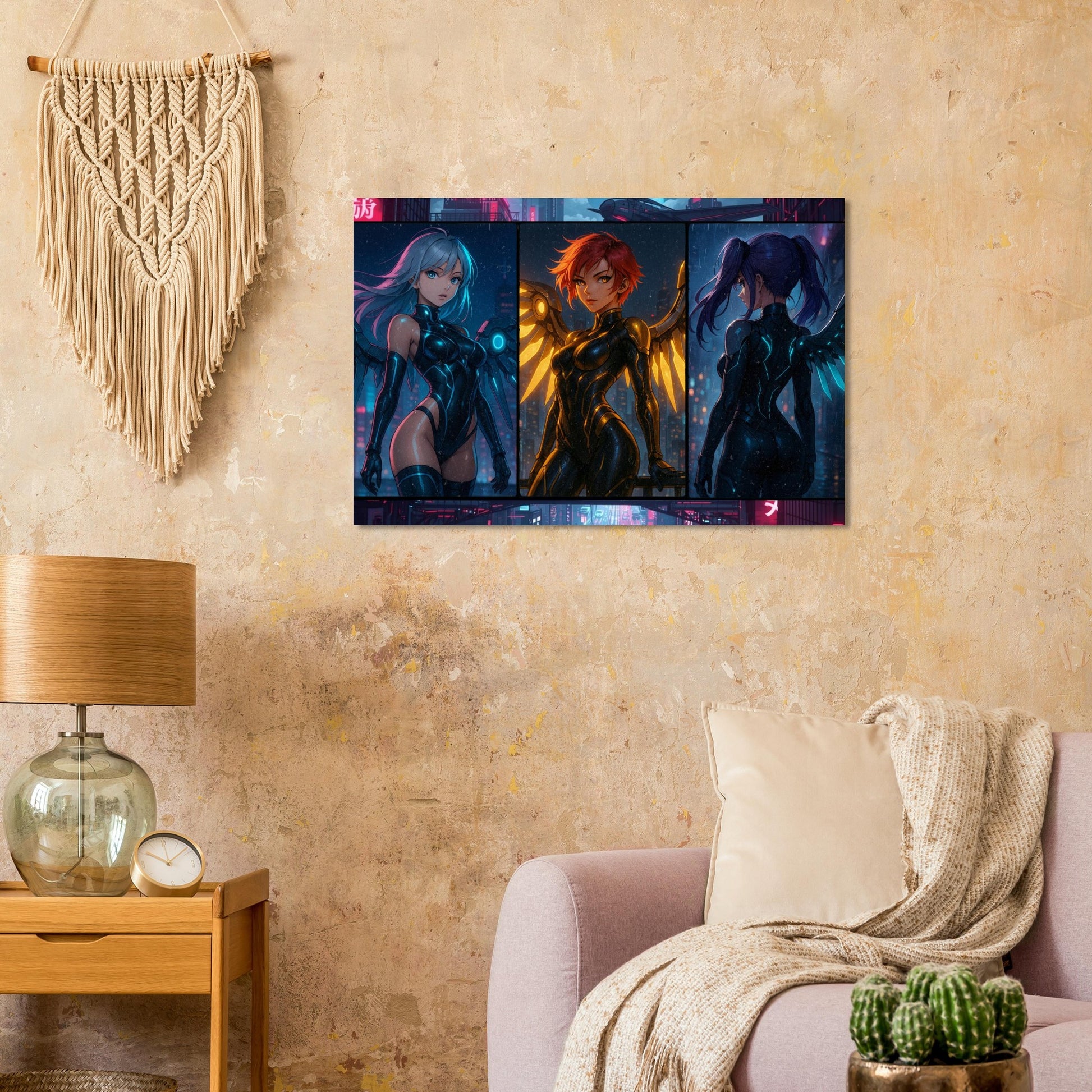 Cyber Wings – Futuristische Anime-Art auf Aluminium-DIBOND® Print Material Yokina