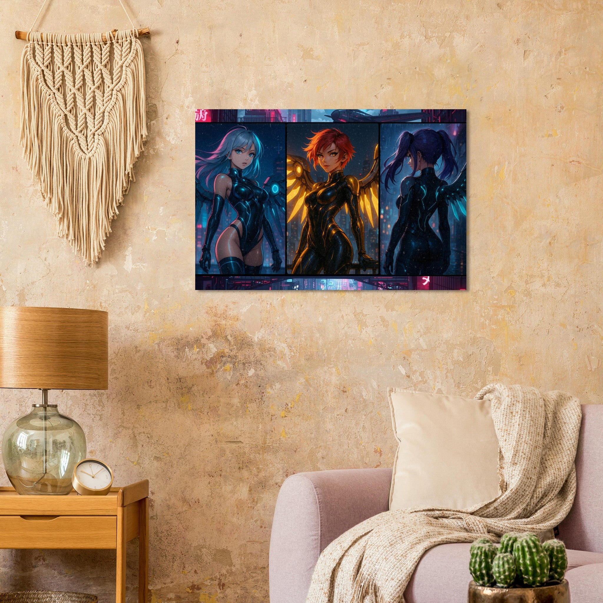 Cyber Wings – Futuristische Anime-Art auf Aluminium-DIBOND® Print Material Yokina