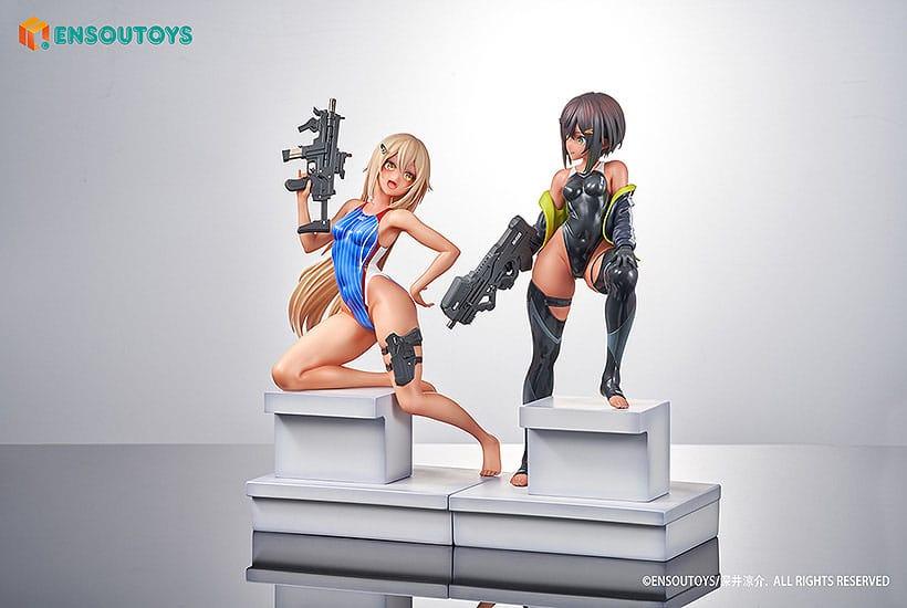 Arms Note Statuen 1/7 Swim Team Bucho-chan and Kohai-chan 22 cm Scalefiguren Yokina