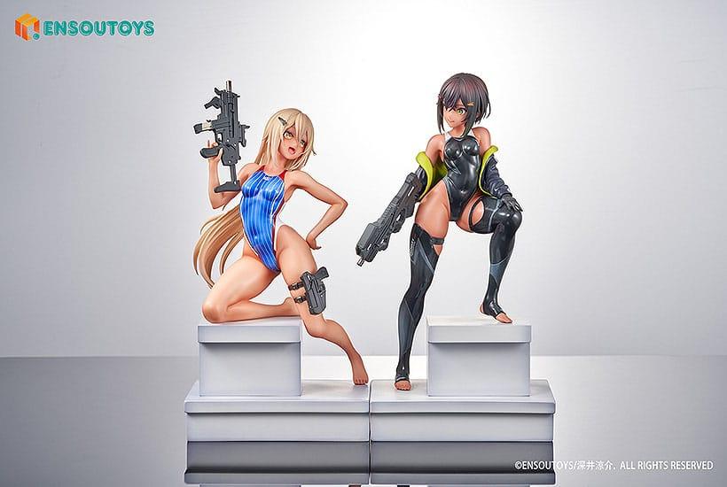 Arms Note Statuen 1/7 Swim Team Bucho-chan and Kohai-chan 22 cm Scalefiguren Yokina