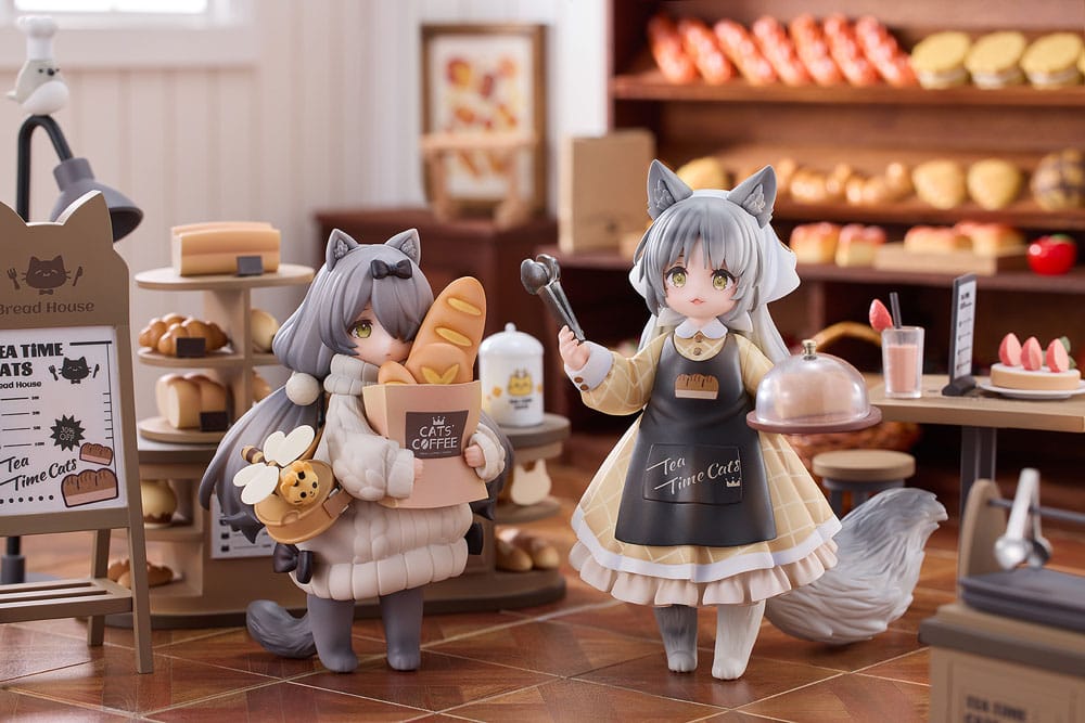 Decorated Life Collection PVC Statue Tea Time Cats - Cat Town Bakery Staff & Customer Set 12 cm Prizefiguren Yokina