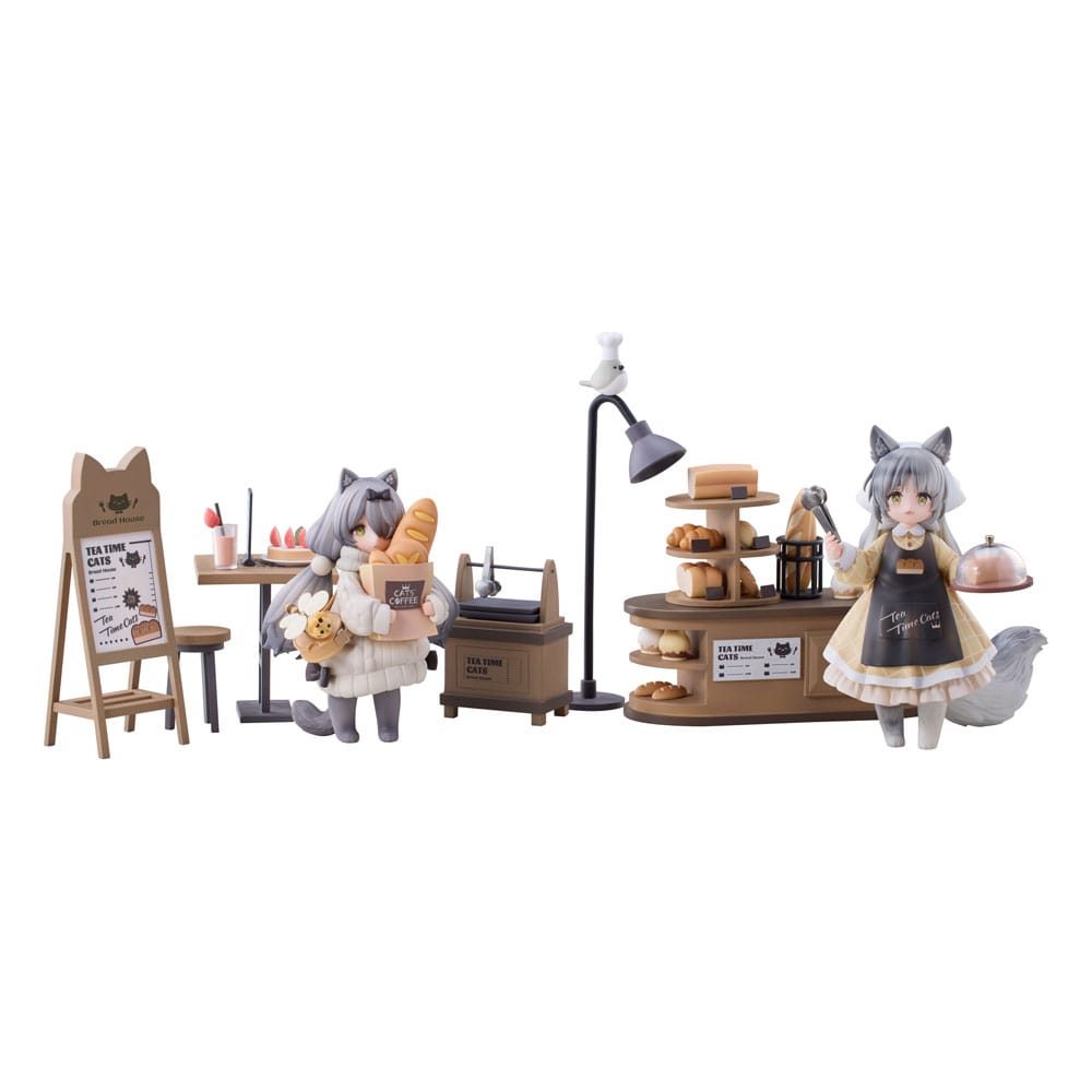 Decorated Life Collection PVC Statue Tea Time Cats - Cat Town Bakery Staff & Customer Set 12 cm Prizefiguren Yokina