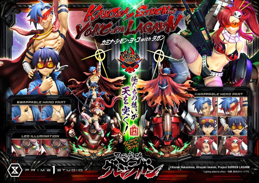 Gurren Lagann Ultimate Premium Masterline Series Statue 1/4 Kamina, Simon & Yoko with Lagann Deluxe Version 97 cm Scalefiguren Yokina