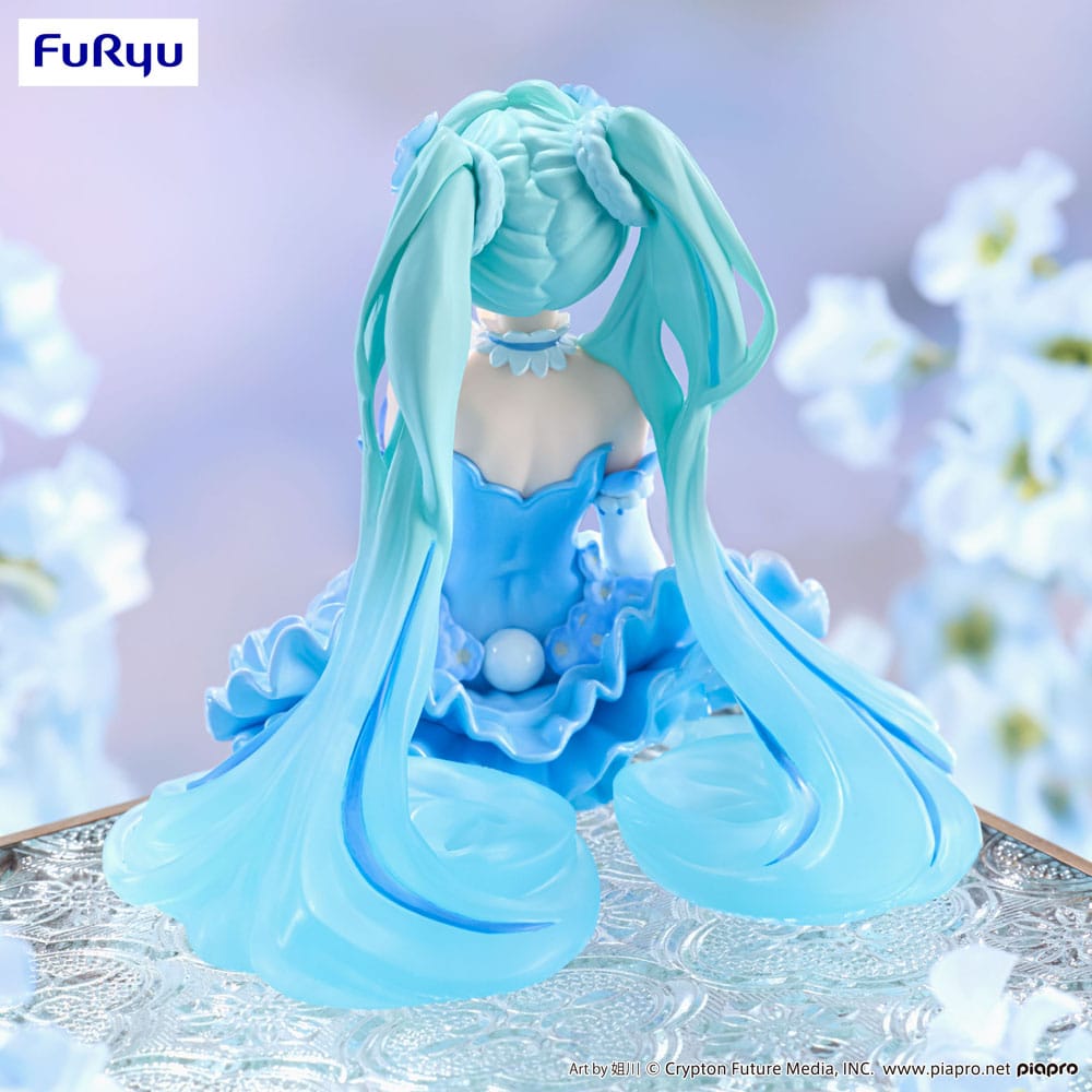 Hatsune Miku Noodle Stopper PVC Statue Flower Fairy Nemophila Pail Blue Color Ver. 15 cm Prizefiguren Yokina