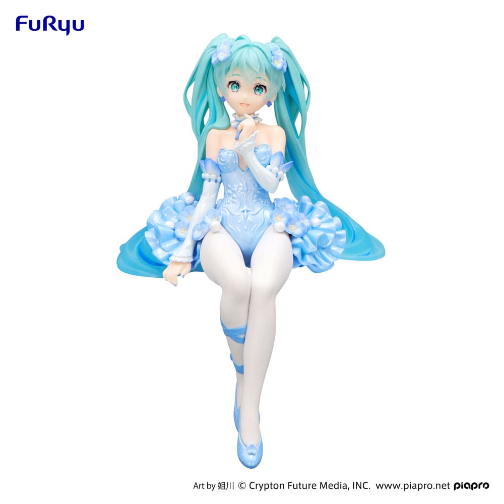 Hatsune Miku Noodle Stopper PVC Statue Flower Fairy Nemophila Pail Blue Color Ver. 15 cm Prizefiguren Yokina