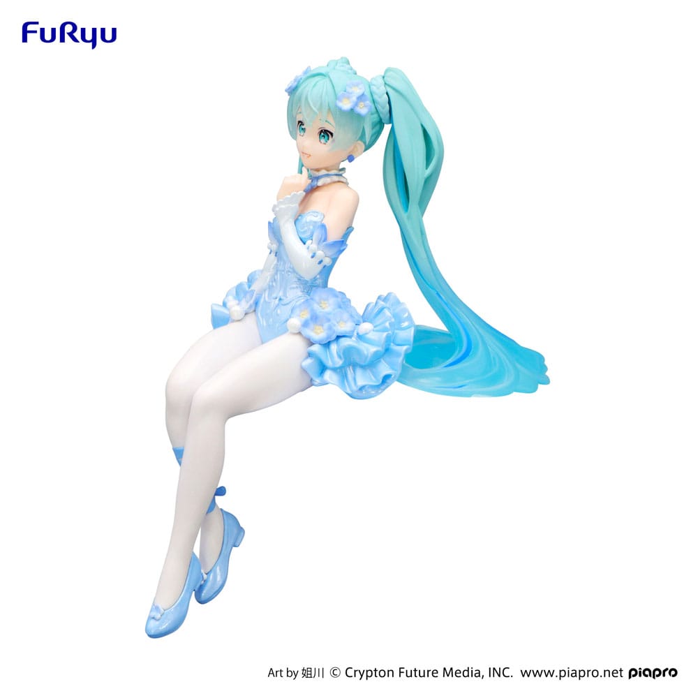 Hatsune Miku Noodle Stopper PVC Statue Flower Fairy Nemophila Pail Blue Color Ver. 15 cm Prizefiguren Yokina