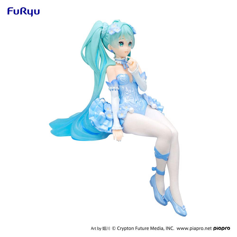 Hatsune Miku Noodle Stopper PVC Statue Flower Fairy Nemophila Pail Blue Color Ver. 15 cm Prizefiguren Yokina
