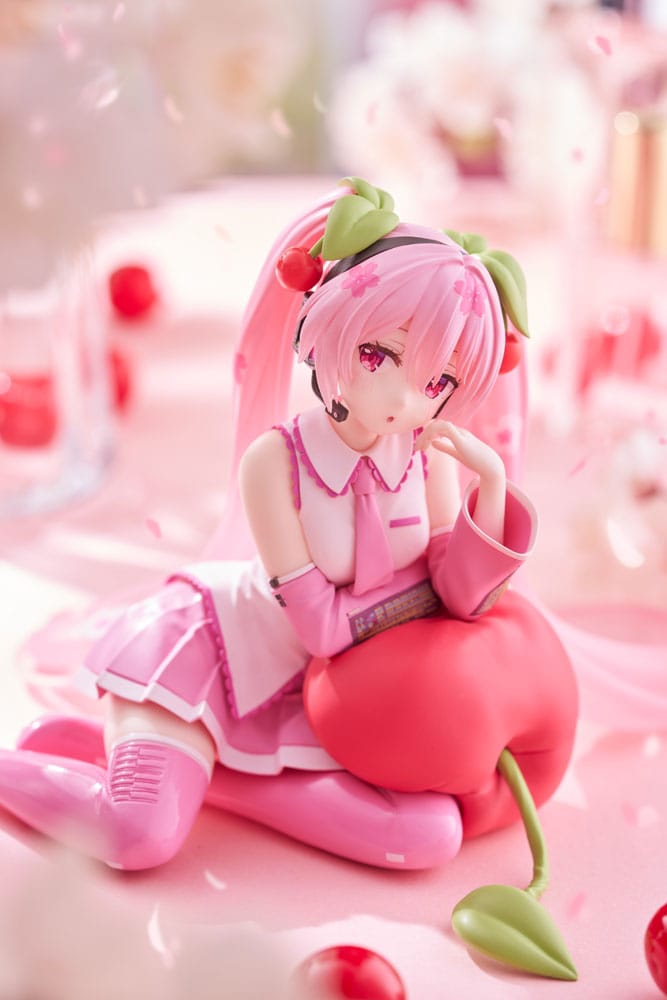 Hatsune Miku PVC Statue Desktop Cute Figure Sakura Miku Cherry Cushion Ver. 13 cm Prizefiguren Yokina
