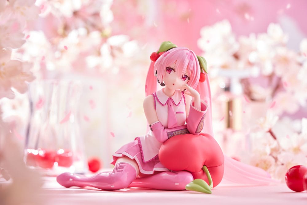 Hatsune Miku PVC Statue Desktop Cute Figure Sakura Miku Cherry Cushion Ver. 13 cm Prizefiguren Yokina