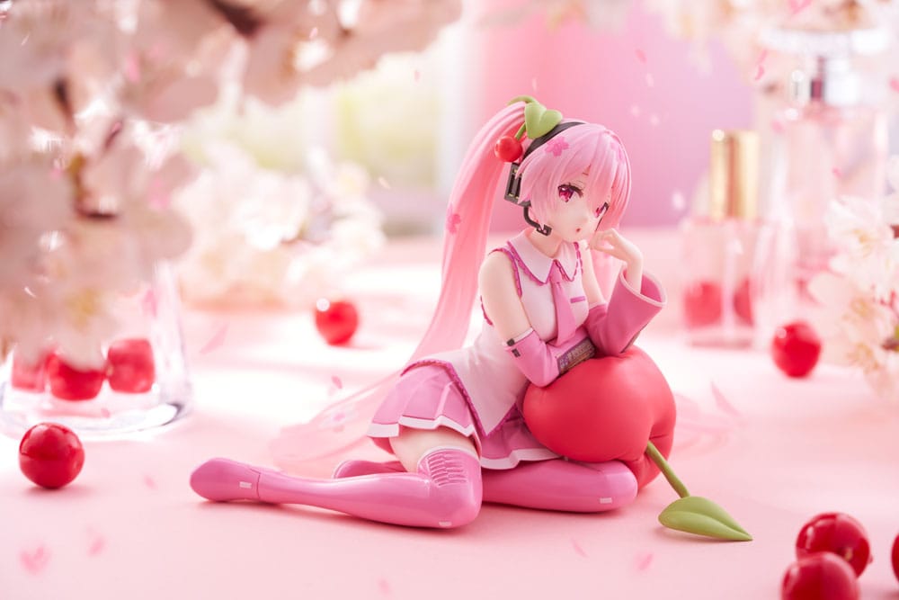 Hatsune Miku PVC Statue Desktop Cute Figure Sakura Miku Cherry Cushion Ver. 13 cm Prizefiguren Yokina