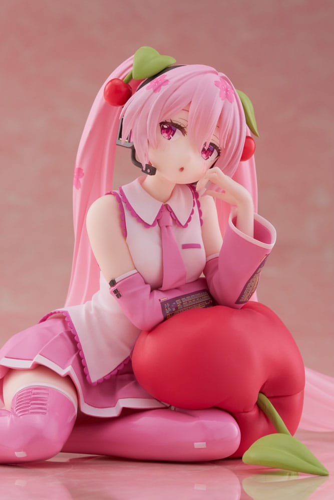 Hatsune Miku PVC Statue Desktop Cute Figure Sakura Miku Cherry Cushion Ver. 13 cm Prizefiguren Yokina