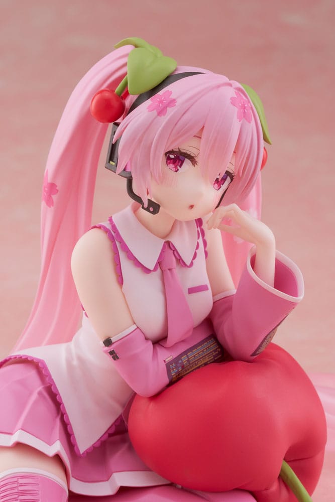 Hatsune Miku PVC Statue Desktop Cute Figure Sakura Miku Cherry Cushion Ver. 13 cm Prizefiguren Yokina