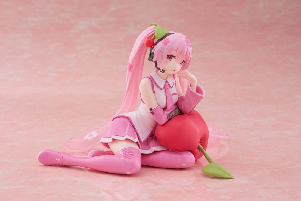 Hatsune Miku PVC Statue Desktop Cute Figure Sakura Miku Cherry Cushion Ver. 13 cm Prizefiguren Yokina