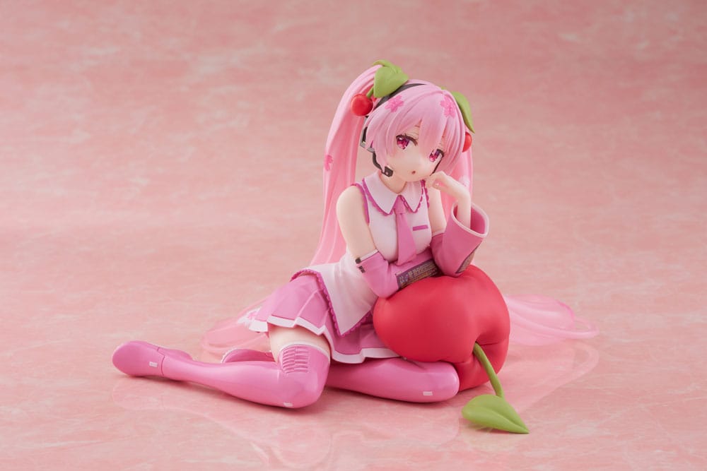 Hatsune Miku PVC Statue Desktop Cute Figure Sakura Miku Cherry Cushion Ver. 13 cm Prizefiguren Yokina