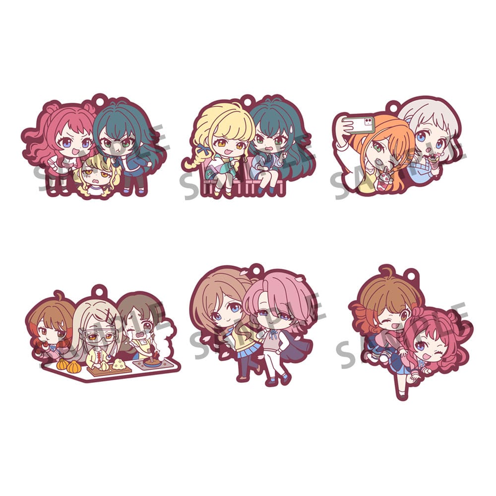 Idolmaster Rubber Mascot Buddycolle 6 Gummi-Anhänger Gakuen 7 cm Sortiment Schlüsselanhänger Yokina