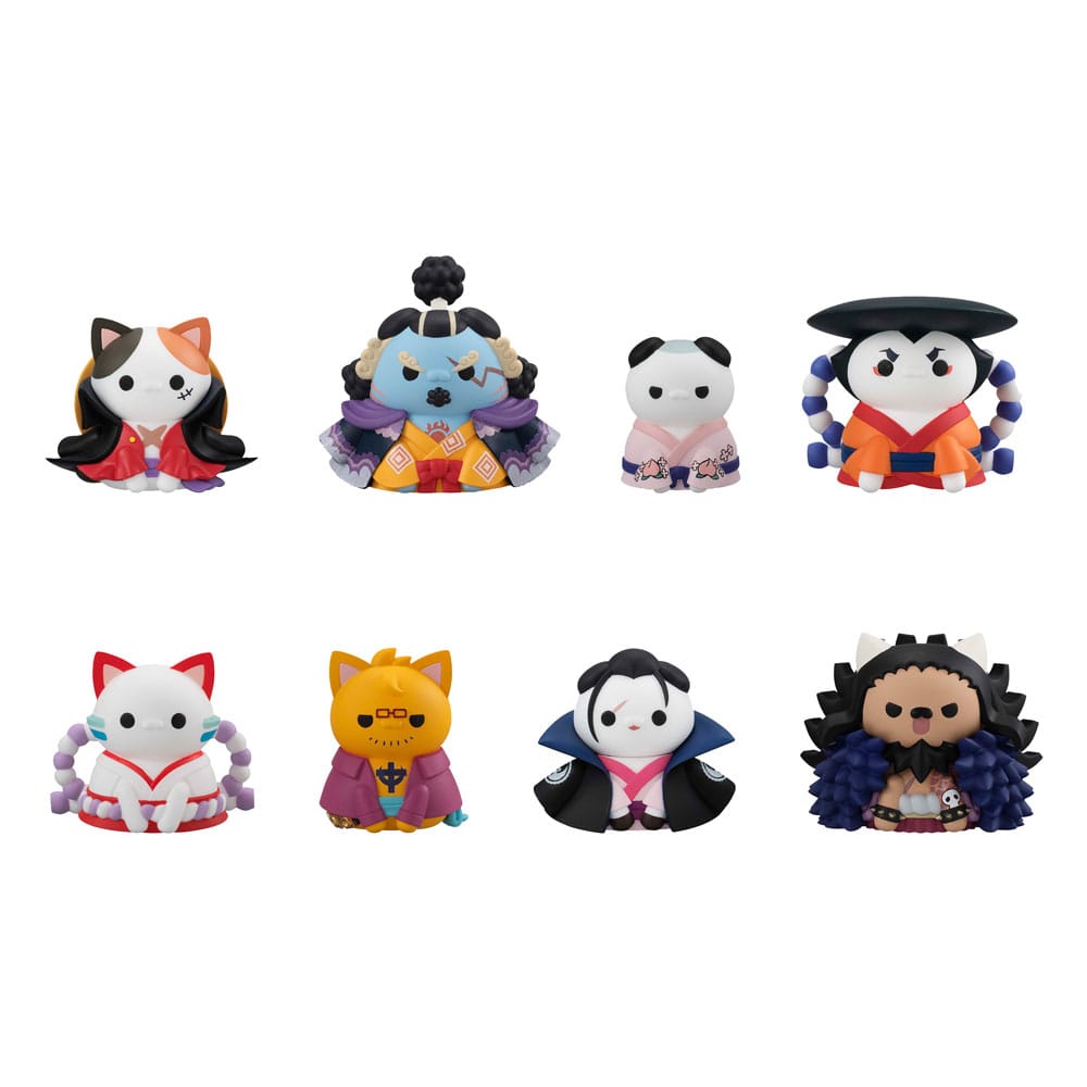 Mega Cat Project Luffy in Wano Kuni 8 Sammelfiguren NyanPieceNyan! Ver. 3 cm One Piece Minifiguren Yokina