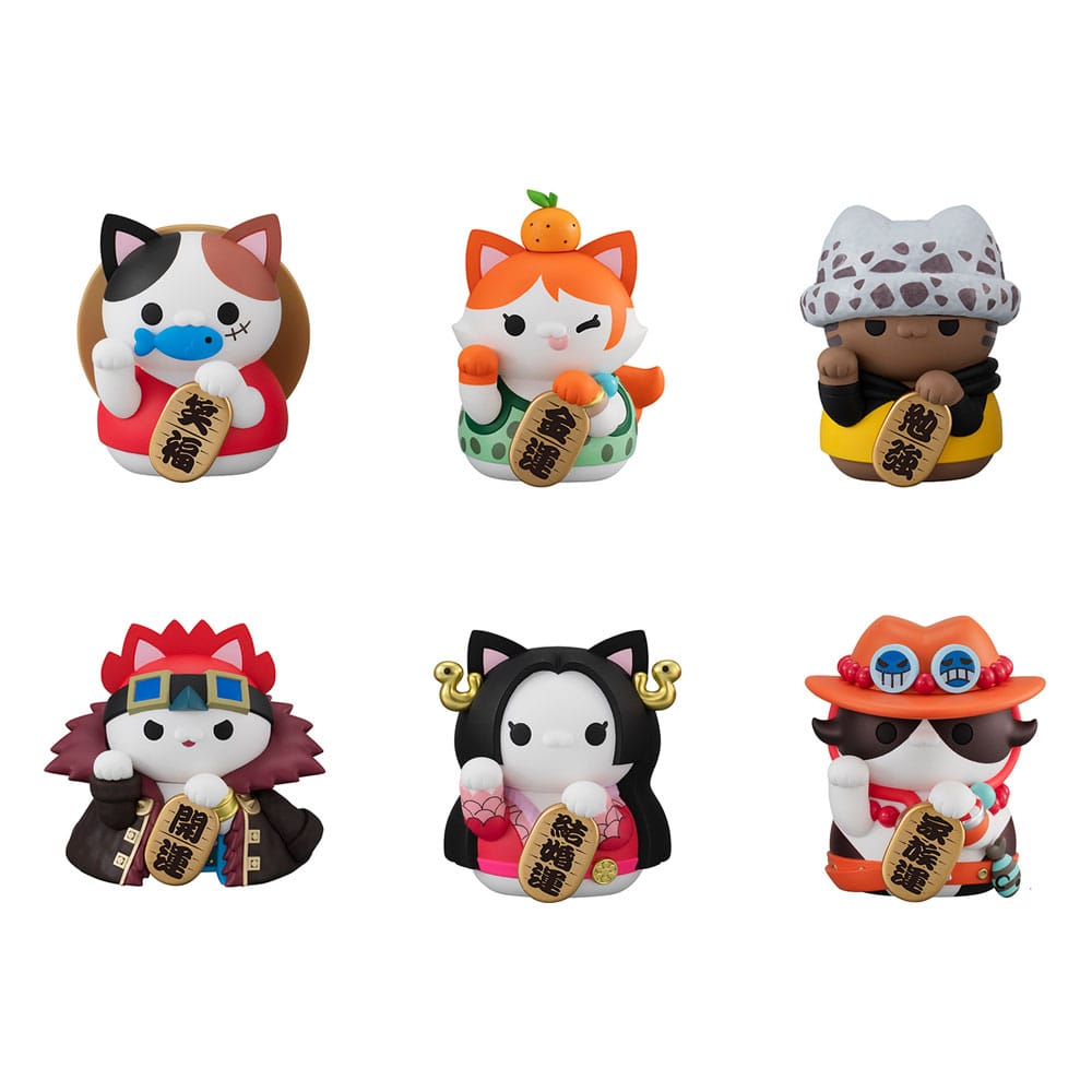 One Piece Mega Cat Project 6 Sammelfiguren NyanPieceNyan! Beckoning cat Lucky Cat Pirates 7 cm Minifiguren Yokina