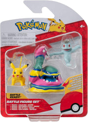 Pokémon Battle Figure Set Figuren 3er-Pack Machollo, Pikachu #1, Alolan Sleimok 5 cm Minifiguren Yokina