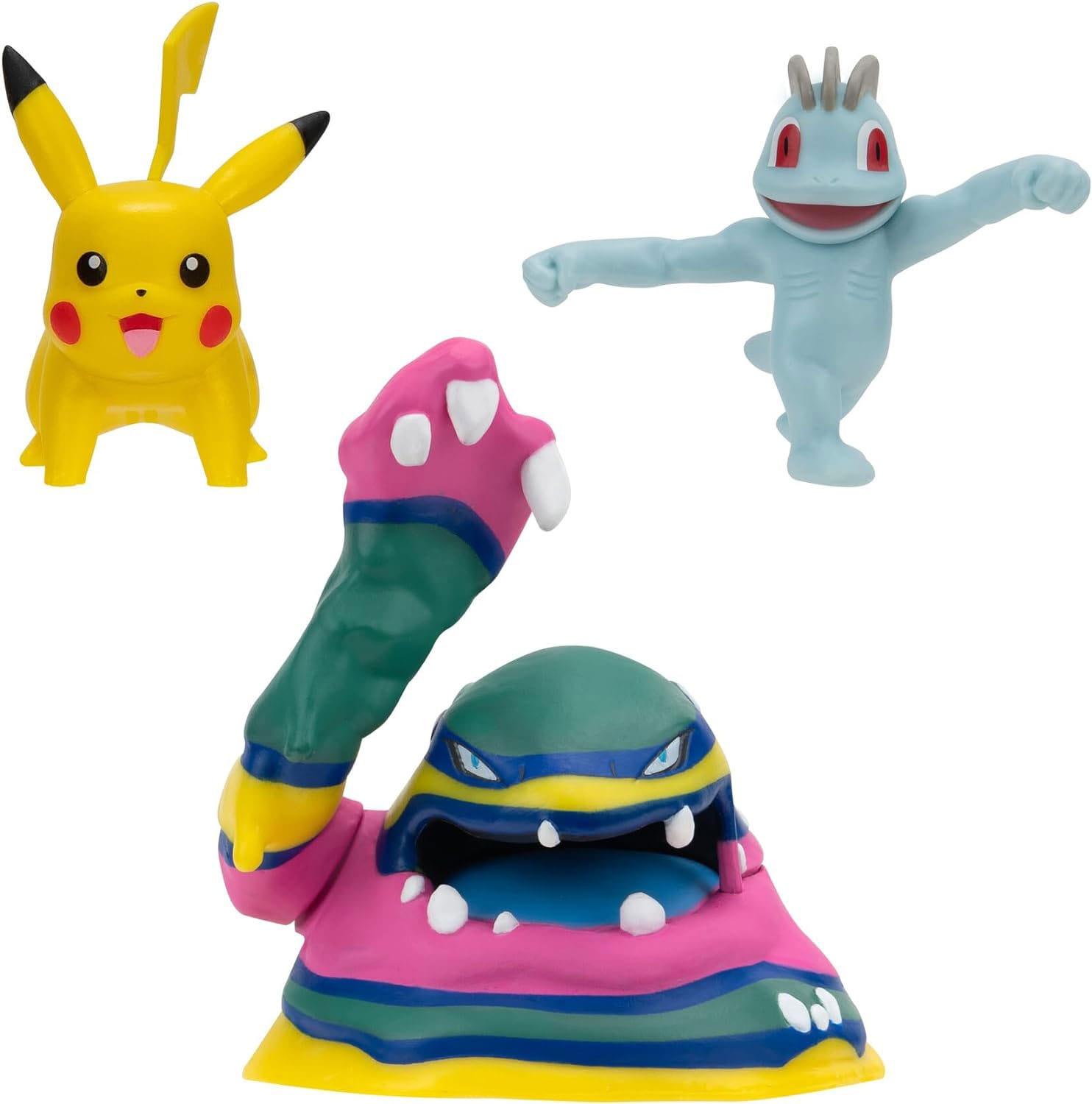 Pokémon Battle Figure Set Figuren 3er-Pack Machollo, Pikachu #1, Alolan Sleimok 5 cm Minifiguren Yokina