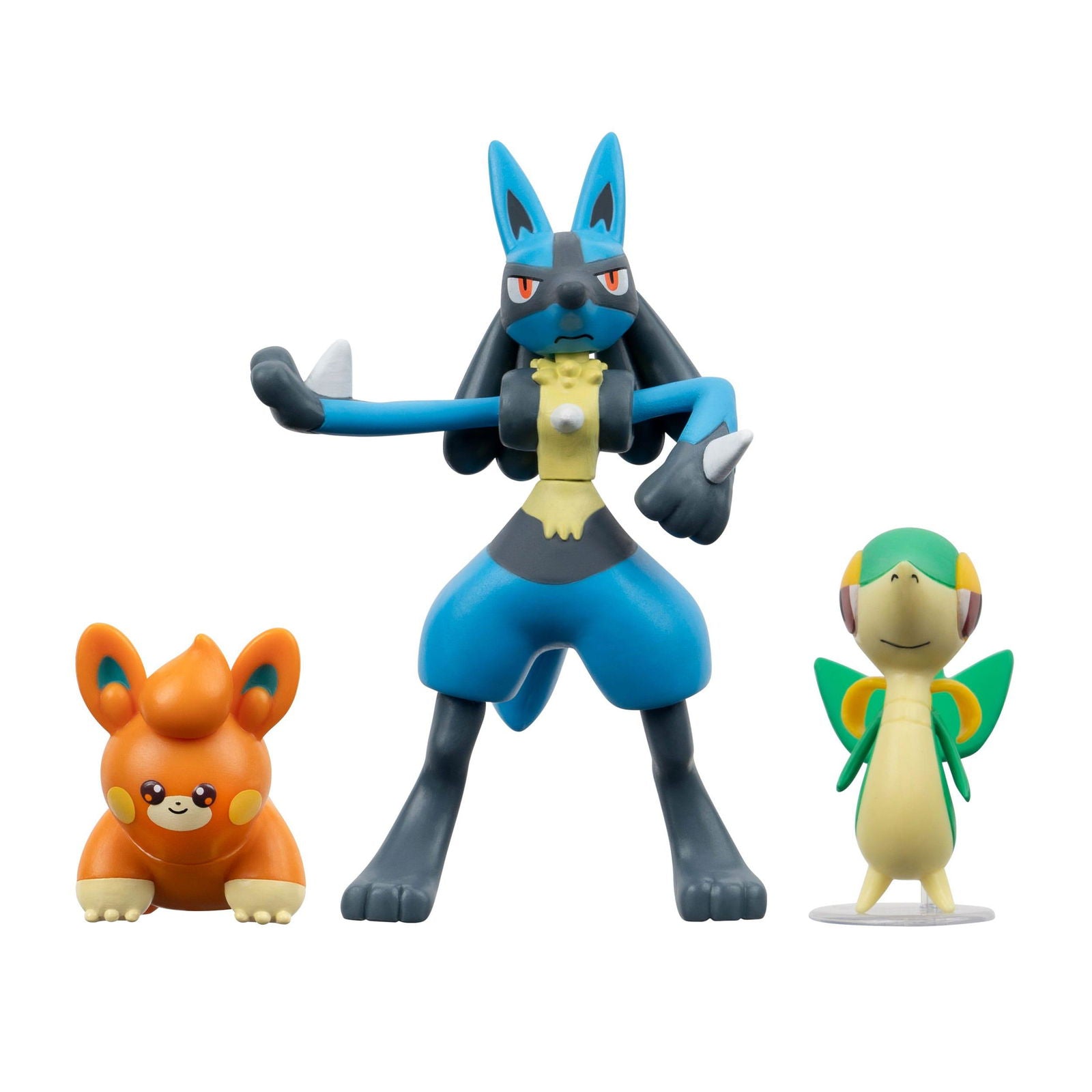 Pokémon Battle Figure Set Figuren 3er-Pack Serpifeu, Pamo, Lucario 5 cm Minifiguren Yokina