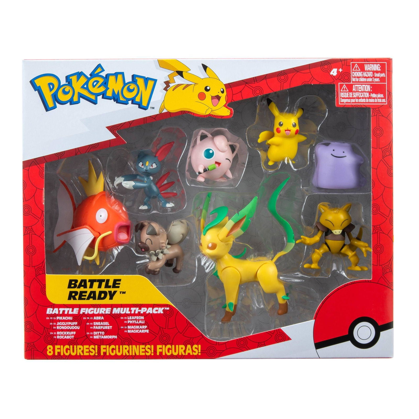 Pokémon Battle Figure Set Figuren 8er-Pack Weibliches Pikachu, Pummeluff, Wuffels, Sniebel, Abra, Ditto, Karpador, Folipurba Minifiguren Yokina