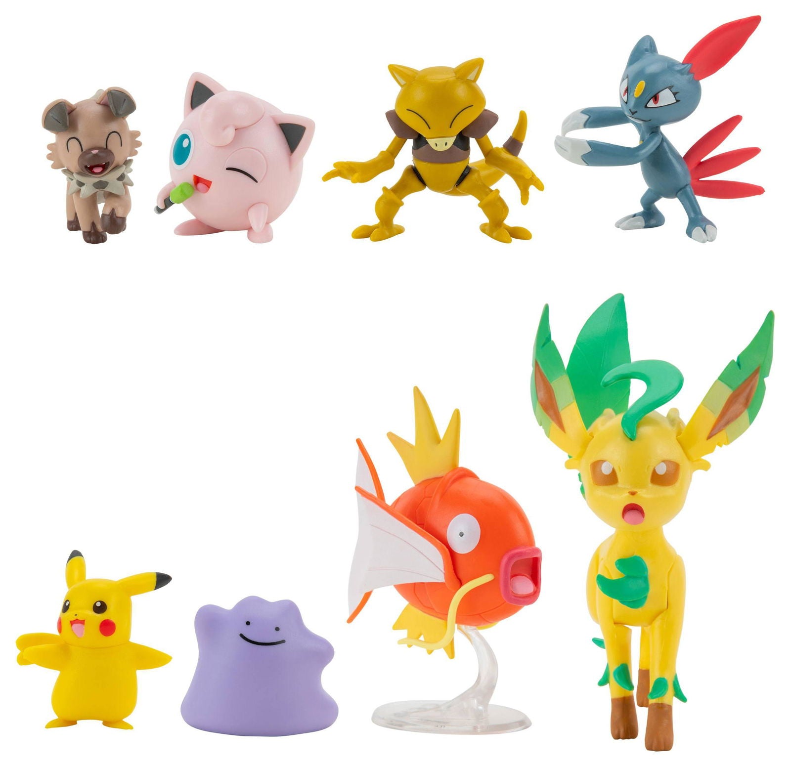 Pokémon Battle Figure Set Figuren 8er-Pack Weibliches Pikachu, Pummeluff, Wuffels, Sniebel, Abra, Ditto, Karpador, Folipurba Minifiguren Yokina