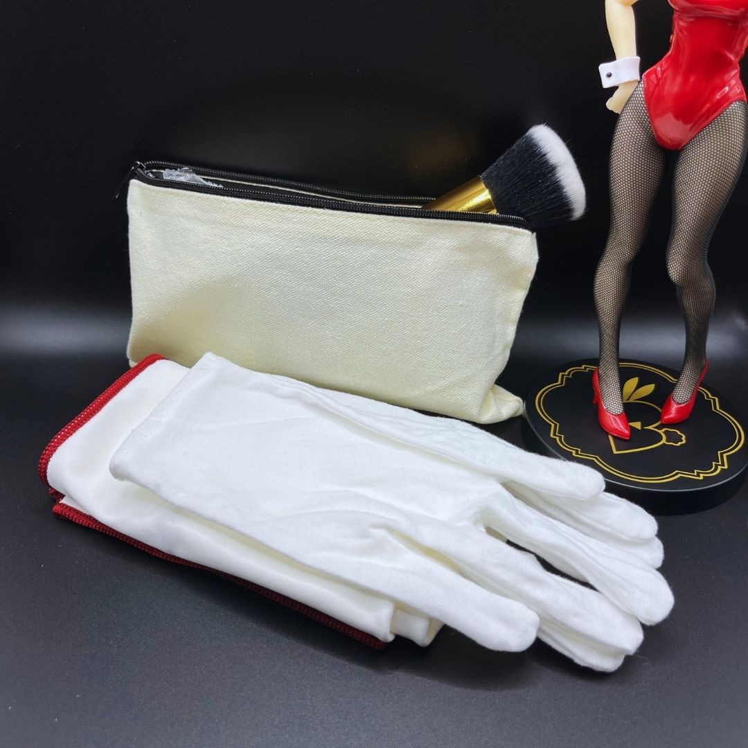 Reinigungsset für Animefiguren (Baumwollhandschuhe, Poliertuch, Puderpinsel und Tasche) Figurenzubehör Yokina