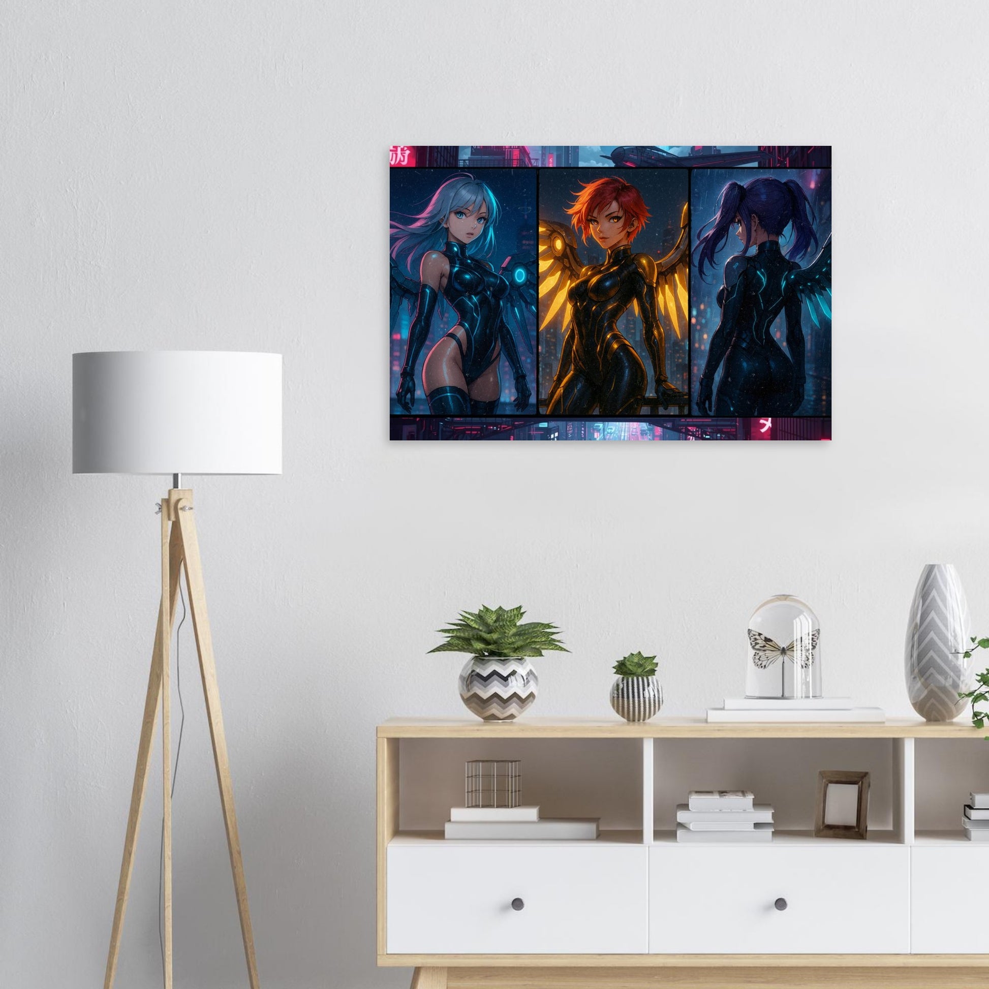 Cyber Wings – Futuristische Anime-Art auf Aluminium-DIBOND® Print Material Yokina