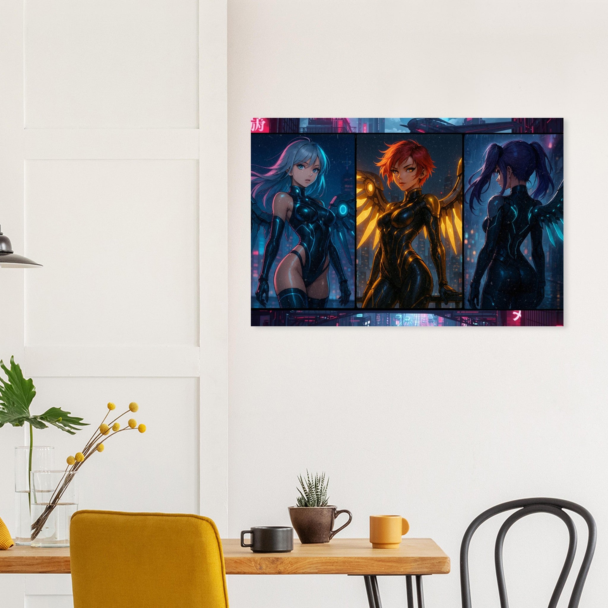Cyber Wings – Futuristische Anime-Art auf Aluminium-DIBOND® Print Material Yokina