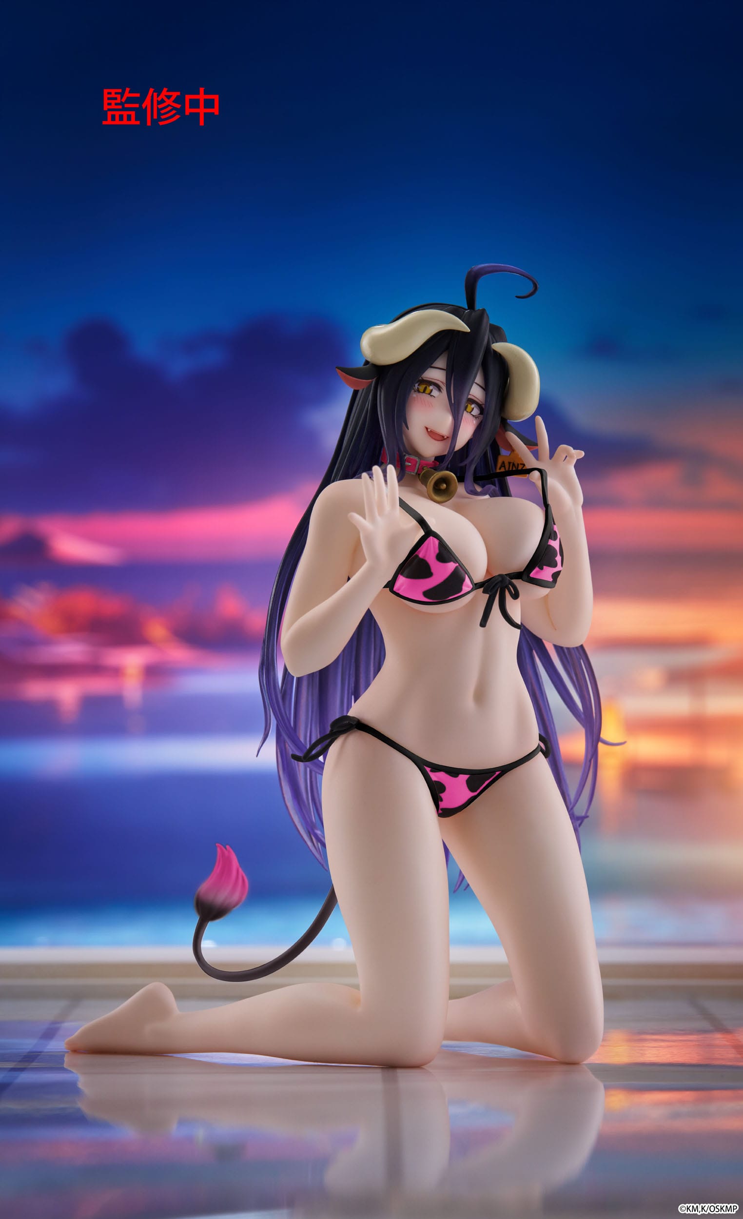 Overlord PVC Statue Desktop Cute Figure Albedo Cow-Print Swimsuit Ver. Renewal 13 cm Prizefiguren Yokina