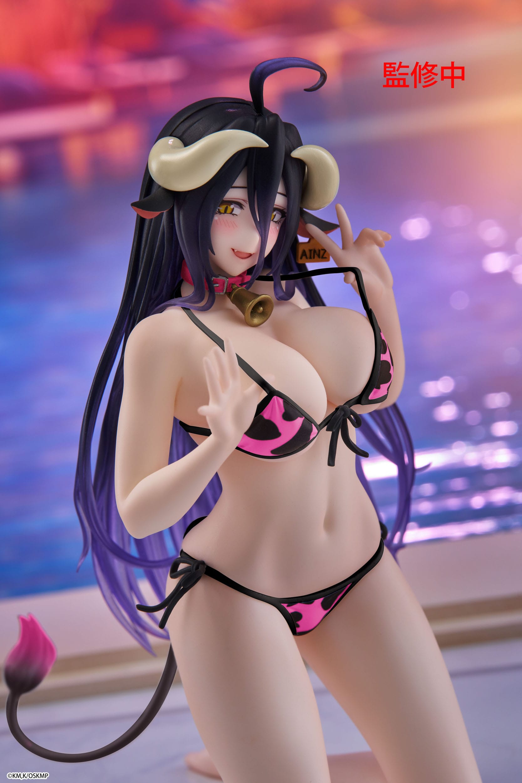 Overlord PVC Statue Desktop Cute Figure Albedo Cow-Print Swimsuit Ver. Renewal 13 cm Prizefiguren Yokina