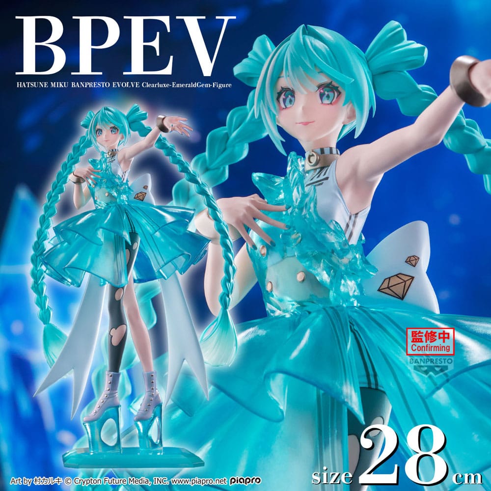 Hatsune Miku Clearluxe PVC Statue Emerald Gem 28 cm Prizefiguren Yokina