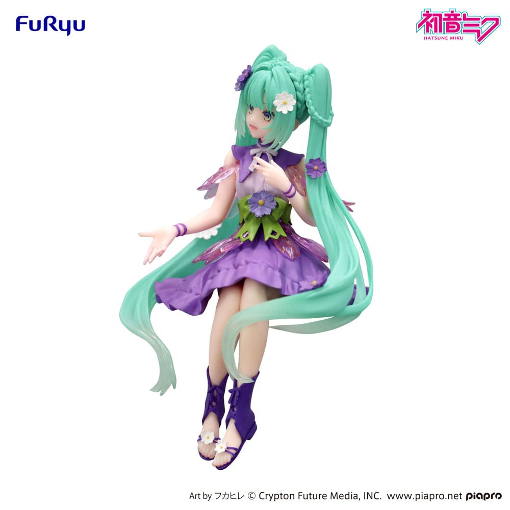 Hatsune Miku Noodle Stopper PVC Statue Flower Fairy Cosmos Purple Color Ver. 14 cm Prizefiguren Yokina