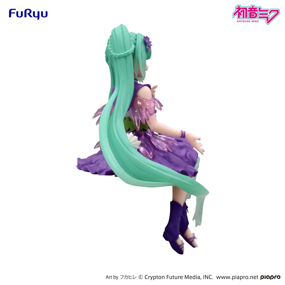 Hatsune Miku Noodle Stopper PVC Statue Flower Fairy Cosmos Purple Color Ver. 14 cm Prizefiguren Yokina