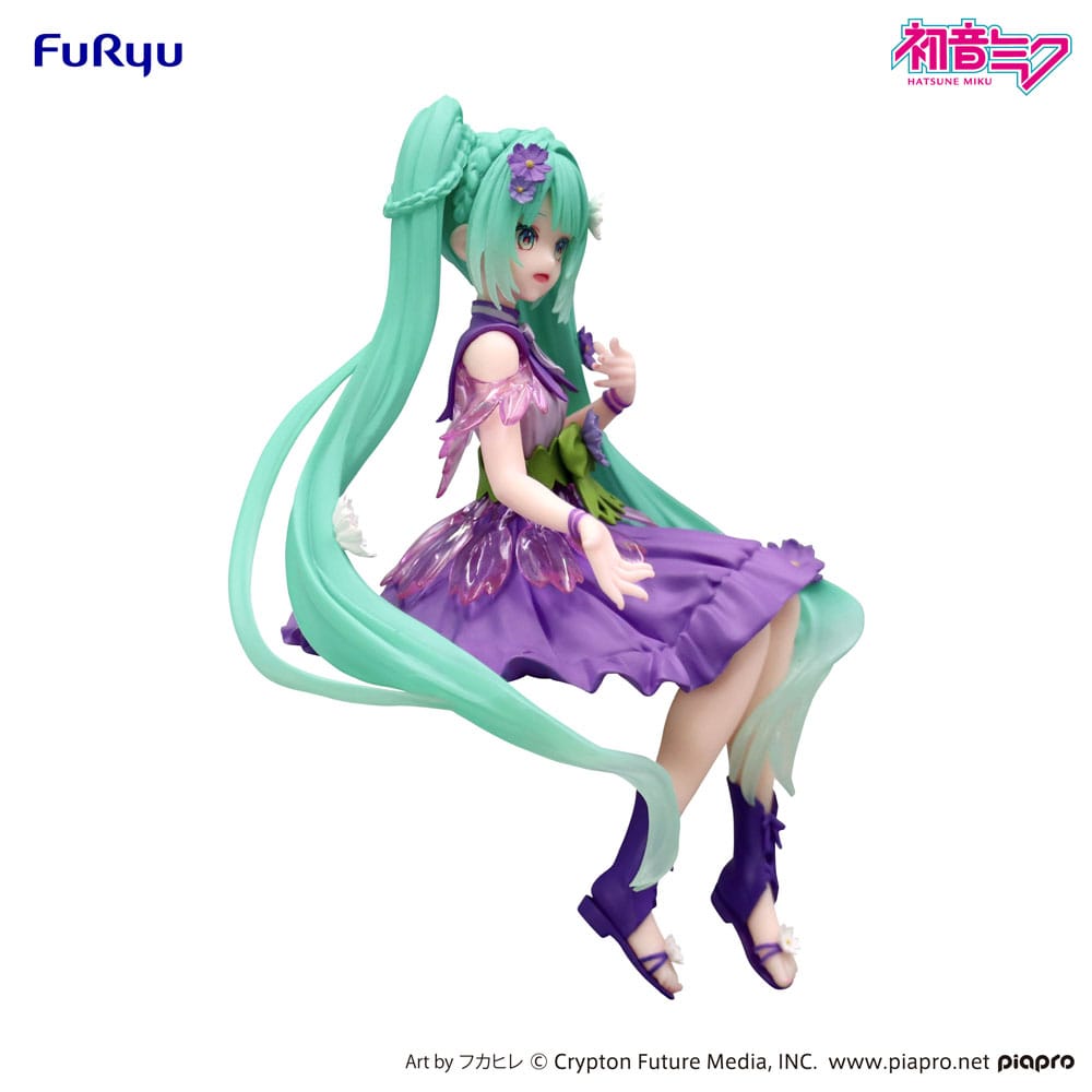 Hatsune Miku Noodle Stopper PVC Statue Flower Fairy Cosmos Purple Color Ver. 14 cm Prizefiguren Yokina