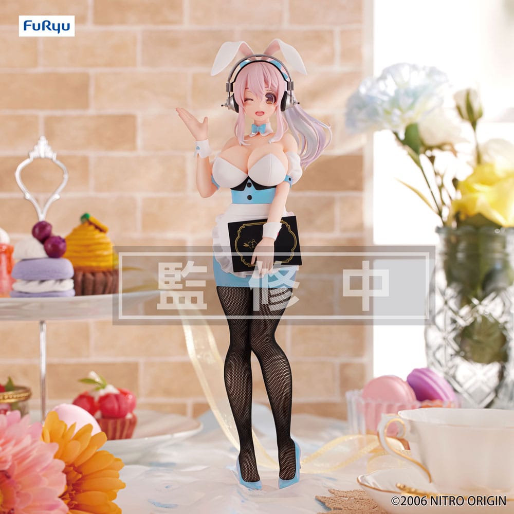 Super Sonico BiCute Bunnies PVC Statue Waitress Light Blue Color Ver. 28 cm Prizefiguren Yokina