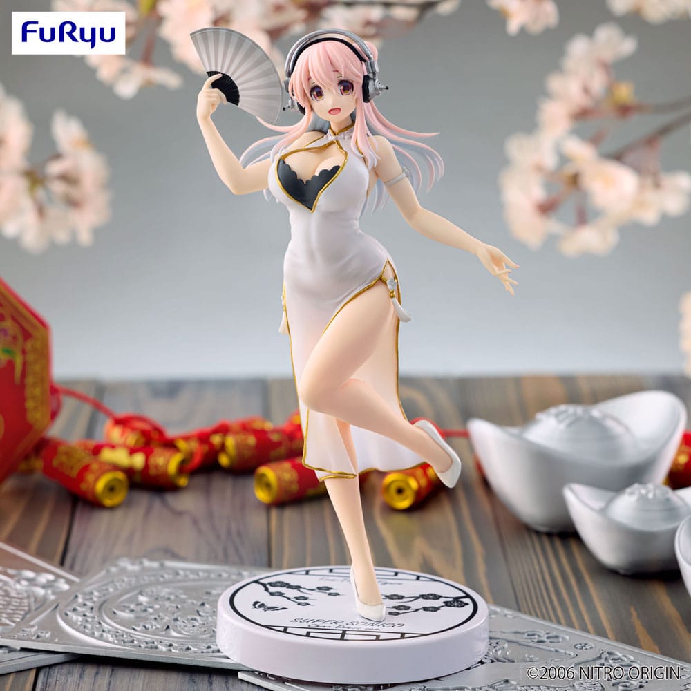 Super Sonico Trio-Try-iT PVC Statue White China Dress Ver. 21 cm Prizefiguren Yokina