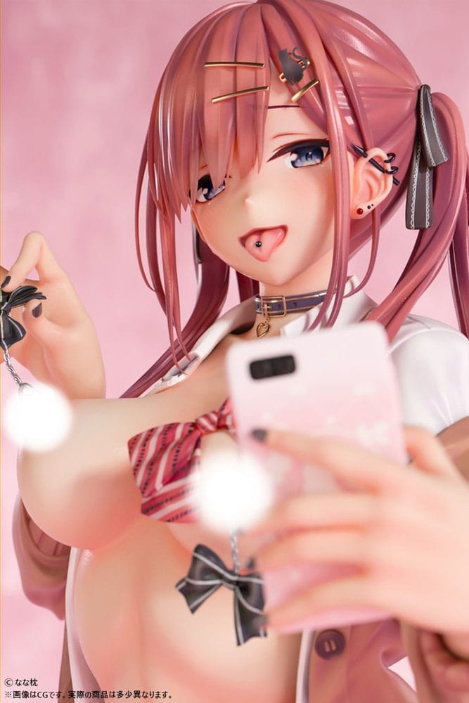 Original Character Statue 1/5 Red-Haired Gyaru-Chan Bare Face Ver. Illustration by Nanamakura 29 cm Hentai Yokina