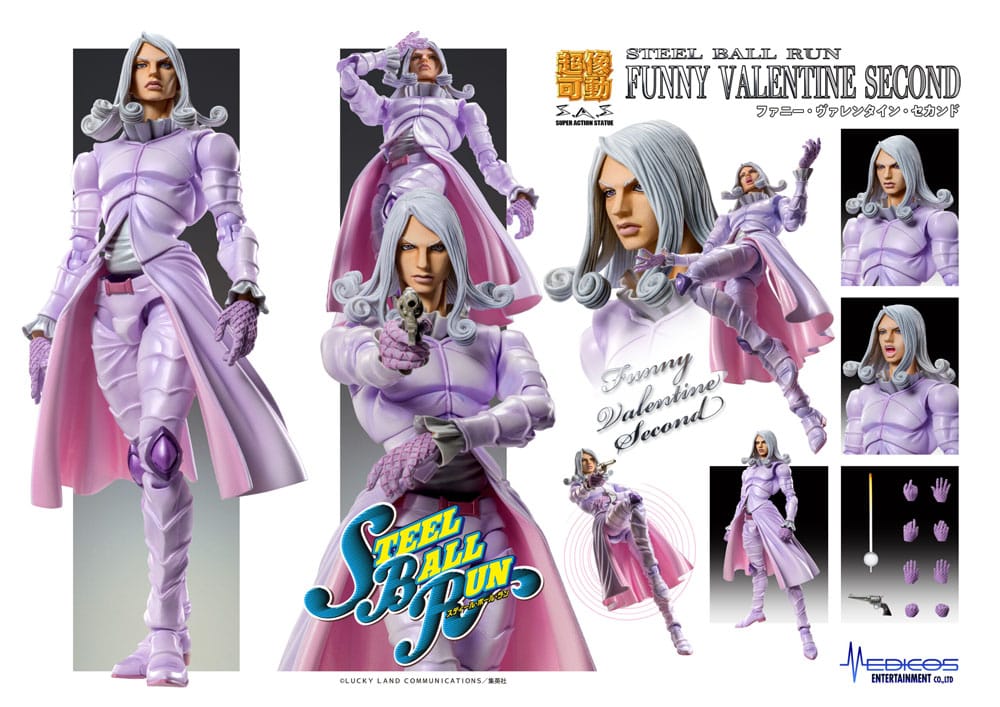 JoJo's Bizarre Adventure Part7 Steel Ball Run Super Action Actionfigur Chozokado Funny Valentine Second 15 cm Figmas Yokina