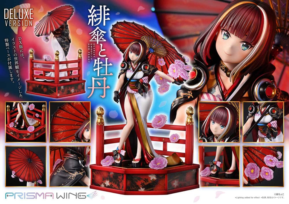 Original Illustration by Fuzichoco Prisma Wing PVC Statue 1/7 Scarlet Umbrella And Peony Deluxe Version 32 cm Scalefiguren Yokina