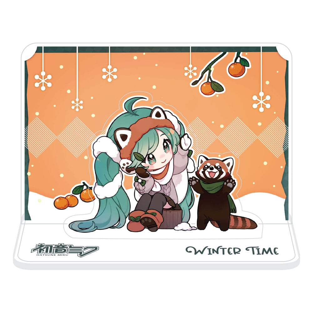 Hatsune Miku Acryl Figurenaufsteller aus Acryl Miku and Red Panda (Winter Time) 11 cm Acryl Stand Yokina