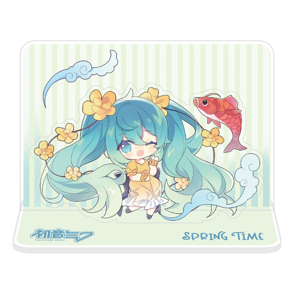 Hatsune Miku Acryl Figurenaufsteller aus Acryl Hatsune Miku Spring Time Chibi Miku with Koi 11 cm Acryl Stand Yokina