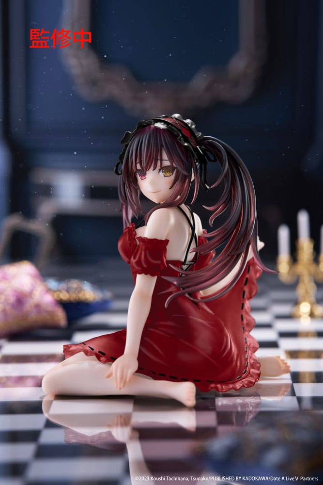 Date A Live V PVC Statue Desktop Cute Figure Kurumi Tokisaki Nightwear Ver. Renewal 13 cm Prizefiguren Yokina
