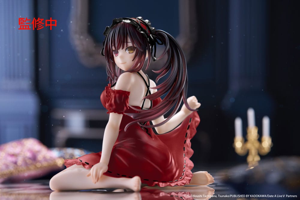 Date A Live V PVC Statue Desktop Cute Figure Kurumi Tokisaki Nightwear Ver. Renewal 13 cm Prizefiguren Yokina