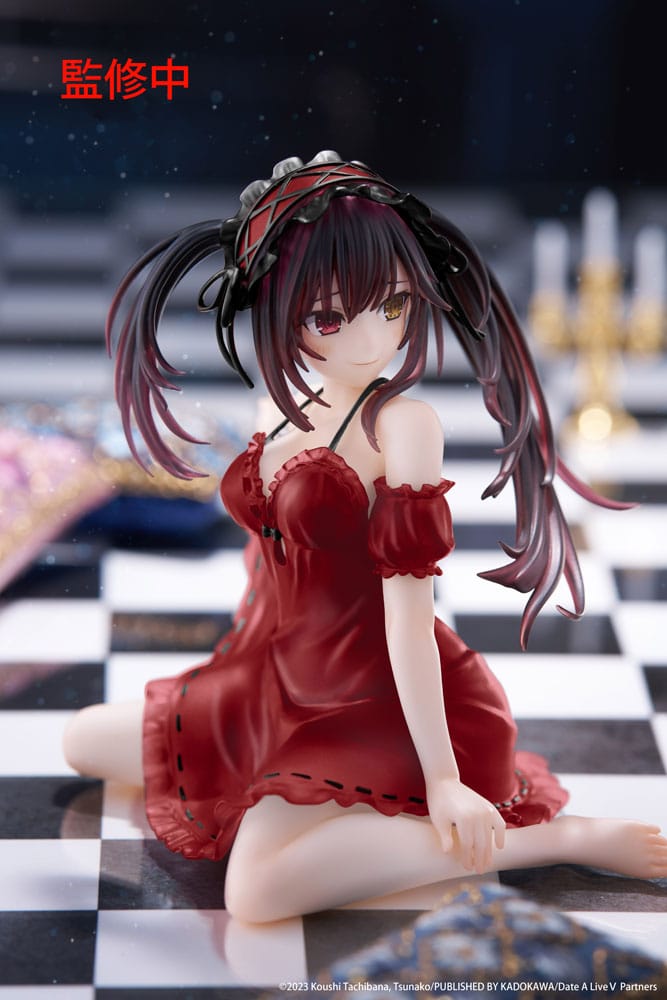 Date A Live V PVC Statue Desktop Cute Figure Kurumi Tokisaki Nightwear Ver. Renewal 13 cm Prizefiguren Yokina
