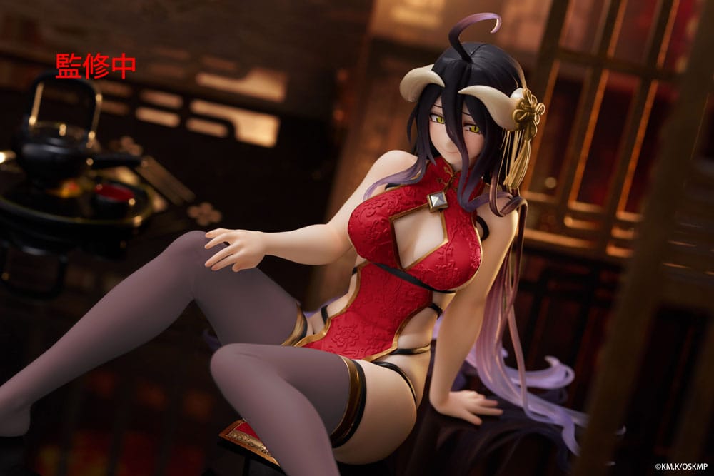 Overlord PVC Statue Desktop Cute Figure Albedo Chinese Dress Ver. Renewal 13 cm Prizefiguren Yokina