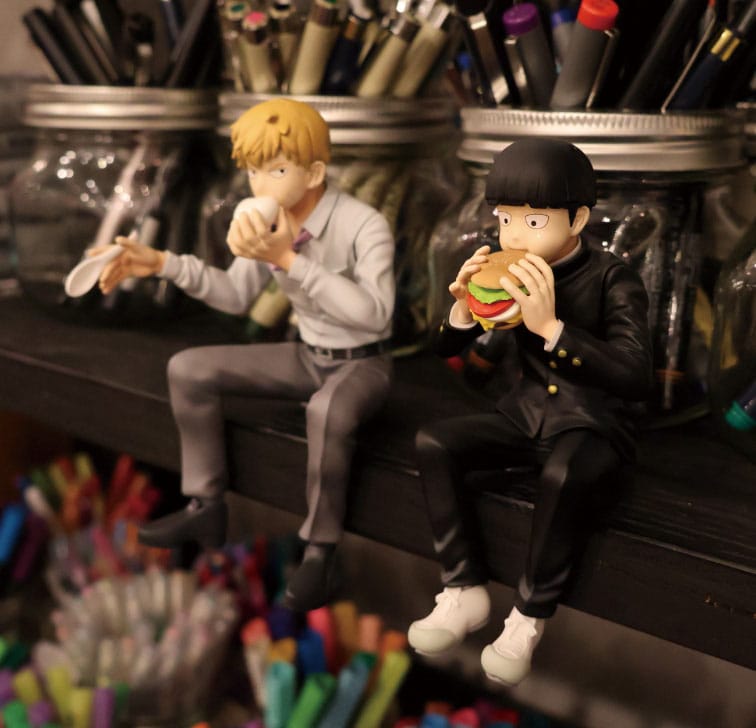 Mob Psycho 100 III x Bunbougu Cafe 2022 PVC Statue Shigeo Kageyama & Ekubo 13 cm Prizefiguren Yokina